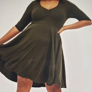 Torrid Skater Dress, Super Soft Plush Marled Olive, Size 4 US 4X